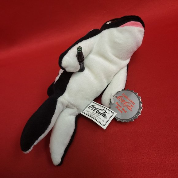 Coca Cola Whale With Coke Bottle Bean Bag Plush Stuff Toy 1997 - Picture 11 of 13